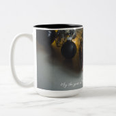 Zwart Grijs Retro Kerst Ornamenten Tweekleurige Koffiemok (Links)