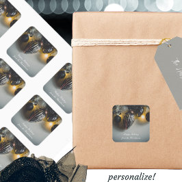 Zwart Grijs Retro Kerst Ornamenten Vierkante Sticker