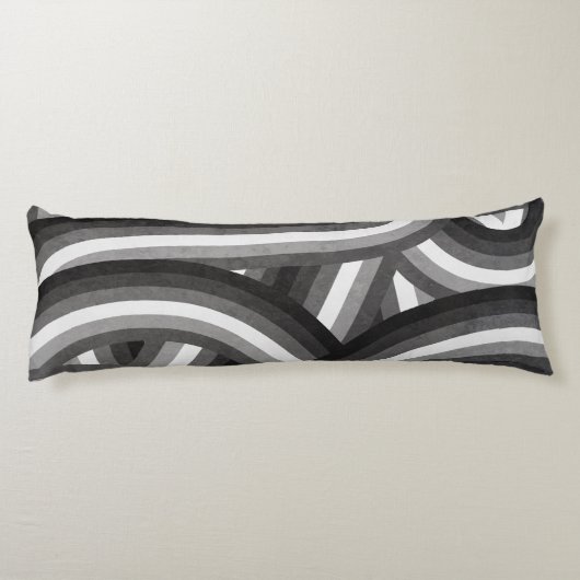 Zwart/Grijs Retro Regenboog Strepen Patroon Lichaamskussen (Achterkant)