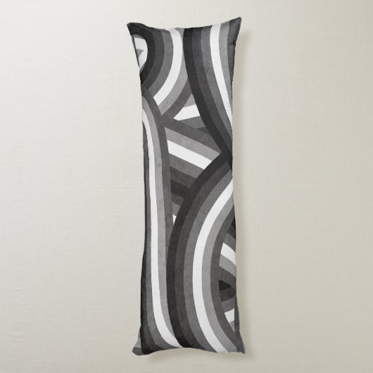 Zwart/Grijs Retro Regenboog Strepen Patroon Lichaamskussen (Achterkant (Verticaal))