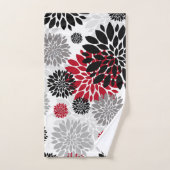Zwart Grijs Rode Bloem Patroon Badhanddoek Set Bad Handdoek (Handdoek)