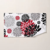Zwart Grijs Rode Bloem Patroon Badhanddoek Set Bad Handdoek (Handdoek)