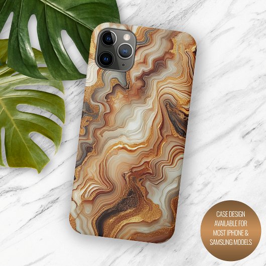 Zwart Grijs Rood Bruin Amber Goud Marmer Art Patro Case-Mate iPhone Case