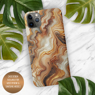 Zwart Grijs Rood Bruin Amber Goud Marmer Art Patro iPhone 15 Pro Max Case