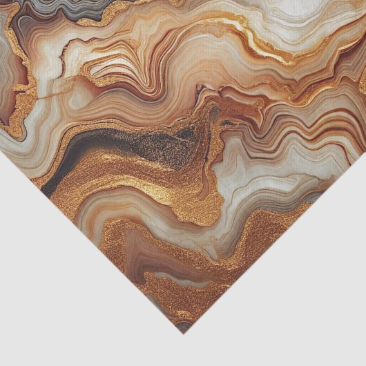 Zwart Grijs Rood Bruin Amber Goud Marmer Art Patro Tissuepapier (Detail)