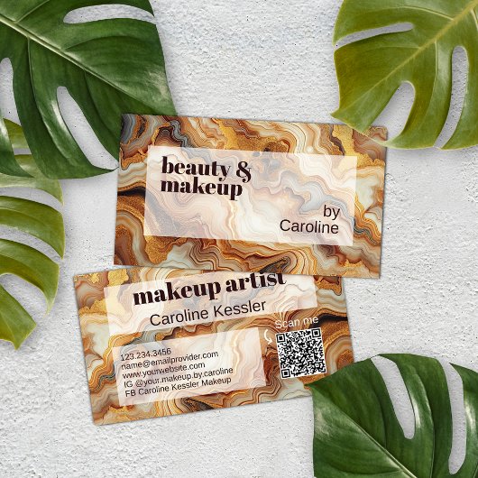 Zwart Grijs Rood Bruin Amber Goud Marmer Art Patro Visitekaartje