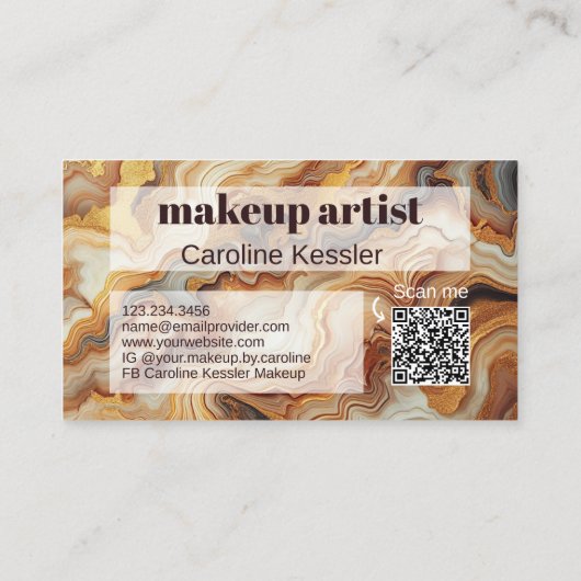 Zwart Grijs Rood Bruin Amber Goud Marmer Art Patro Visitekaartje (Achterkant)