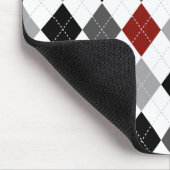 Zwart, grijs, rood en wit Argyle Preppy Mousepad Muismat (Hoek)