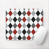 Zwart, grijs, rood en wit Argyle Preppy Mousepad Muismat (Met muis)