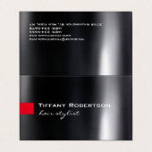 Zwart Grijs Rood Kleur Haar Stylist Salon Visitekaartje (Buitenkant ongevouwen)