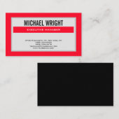 Zwart grijs rood, modern, eenvoudig minimalistisch visitekaartje (Voorkant / Achterkant)