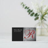 Zwart grijs rood monogram Visitekaartje (Staand voorkant)