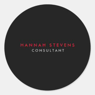 Zwart Grijs Rood Professioneel Modern Ronde Sticker