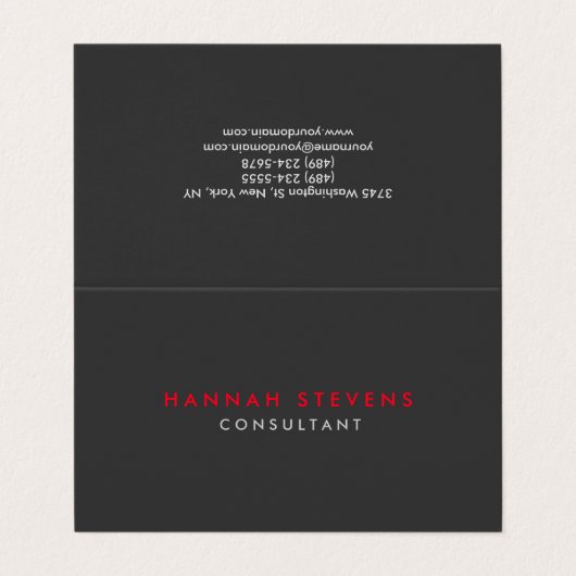 Zwart Grijs Rood Professioneel Modern Visitekaartje (Buitenkant ongevouwen)