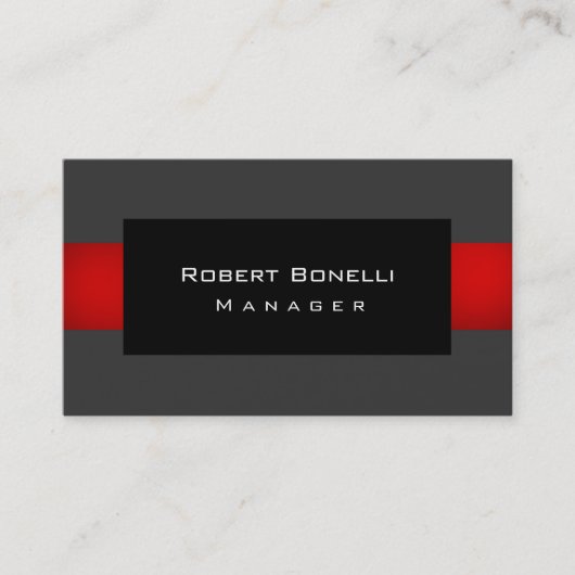 Zwart grijs Rood Uniek Gewoon Visitekaartje (Voorkant)
