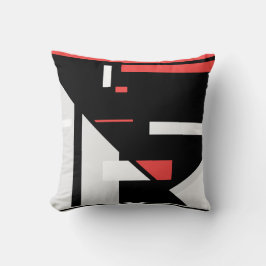 Zwart Grijs Rood Wit Geometrisch Abstract Design Kussen