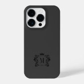 Zwart Grijs Royal Scrolls en een Crown Monogram iPhone Hoesje (Achterkant)