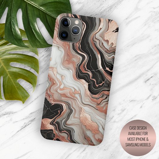 Zwart Grijs Roze Rose Goud Marmer Art Patroon Case-Mate iPhone Case