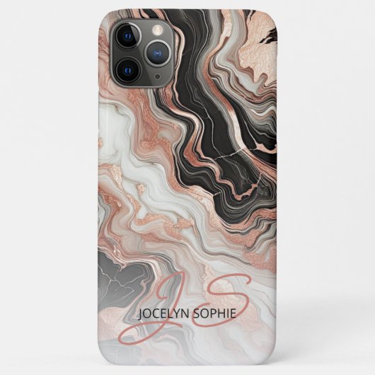 Zwart Grijs Roze Rose Goud Marmer Art Patroon Case-Mate iPhone Case (Achterkant)