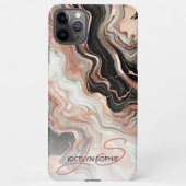 Zwart Grijs Roze Rose Goud Marmer Art Patroon iPhone Hoesje (Achterkant)