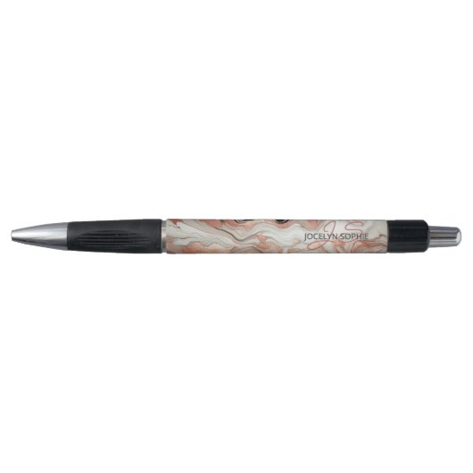 Zwart Grijs Roze Rose Goud Marmer Art Patroon Pen (Voorkant)