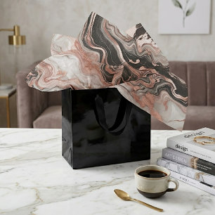 Zwart Grijs Roze Rozen Goud Wit Marmer Kunst Patro Tissuepapier