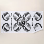 Zwart Grijs School Club Kleuren Girly Volleyballs Strandlaken (Voorkant)