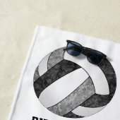 Zwart Grijs School Club Kleuren Girly Volleyballs Strandlaken (In situ)