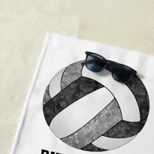 Zwart Grijs School Club Kleuren Girly Volleyballs Strandlaken (In situ)