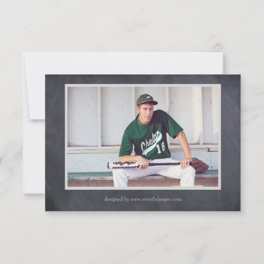 Zwart/grijs schoolbord -3x5 Afstuderen Aankondigin Kaart (Achterkant)