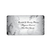 zwart grijs scroll blad bruiloft label (Voorkant)