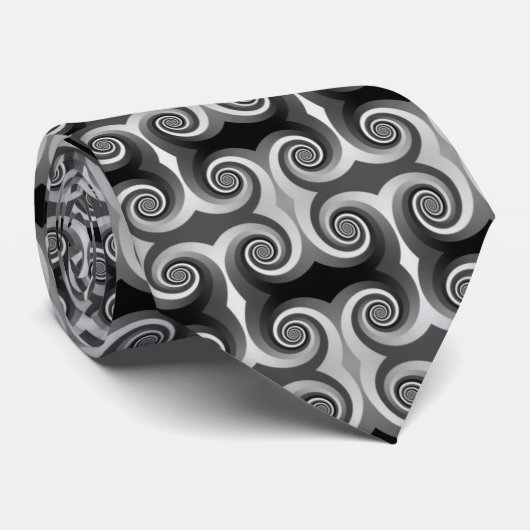 Zwart, Grijs Scroll Design Business of Jurk Stropdas (Opgerold)