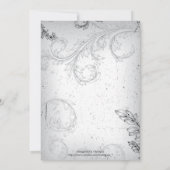 zwart grijs scrollblad huwelijksuitnodiging kaart (Achterkant)