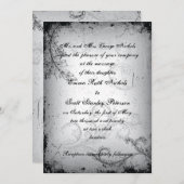 zwart grijs scrollblad huwelijksuitnodiging kaart (Voorkant / Achterkant)