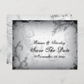 zwart grijs scrollblad Save the Date Aankondigingskaart (Voorkant / Achterkant)