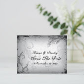 zwart grijs scrollblad Save the Date Aankondigingskaart (Staand voorkant)