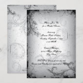  zwart grijs scrollblad vrijgezellenfeest kaart (Voorkant / Achterkant)