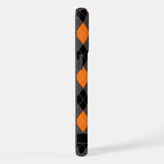 Zwart Grijs Sinaasappel Argyle Pattern iPhone Hoesje (Rechterkant)