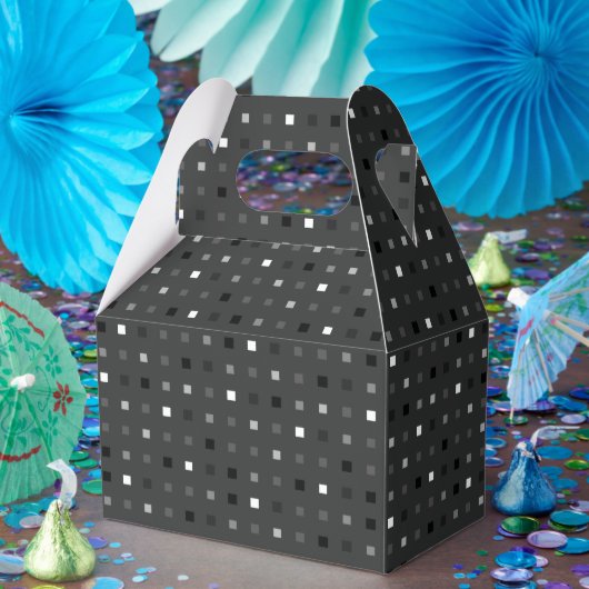 Zwart Grijs Speelse Pixel Naadloos Patroon Bedankdoosjes (Feest)