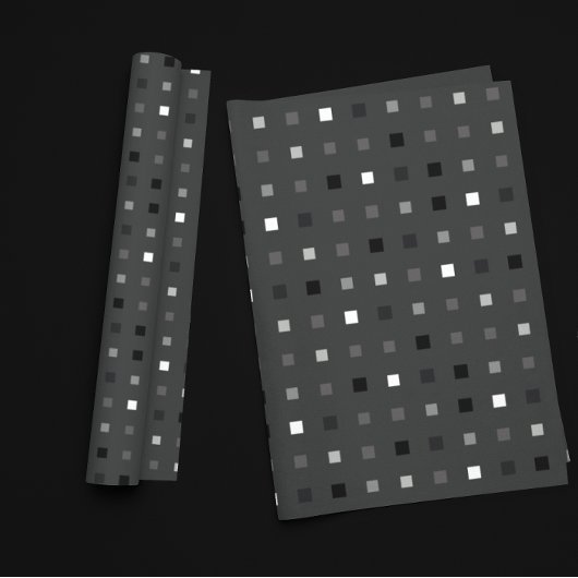 Zwart Grijs Speelse Pixel Naadloos Patroon Cadeaupapier