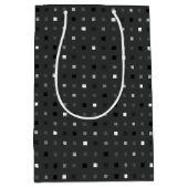 Zwart Grijs Speelse Pixel Naadloos Patroon Medium Cadeauzakje (Voorkant)