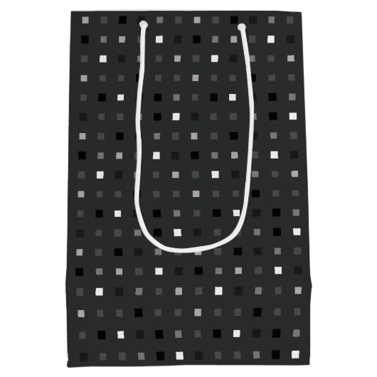 Zwart Grijs Speelse Pixel Naadloos Patroon Medium Cadeauzakje (Achterkant)