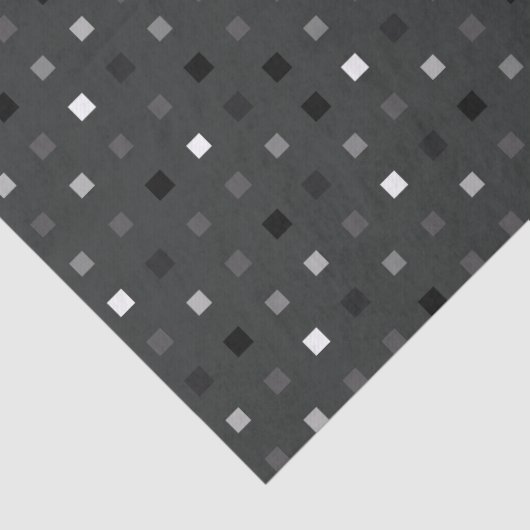 Zwart Grijs Speelse Pixel Naadloos Patroon Tissuepapier (Detail)