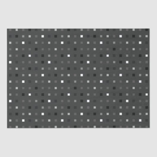 Zwart Grijs Speelse Pixel Naadloos Patroon Tissuepapier (Voorkant)