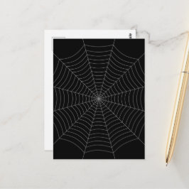 Zwart grijs spinnenweb Halloween patroon Briefkaart