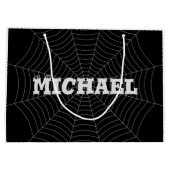 Zwart grijs spinnenweb Halloween Uw aangepaste naa Groot Cadeauzakje (Achterkant)