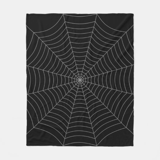 Zwart grijs spinweb Halloween patroon Fleece Deken (Voorkant)