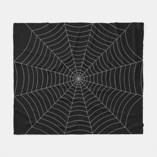 Zwart grijs spinweb Halloween patroon Fleece Deken (Voorkant (Horizontaal))