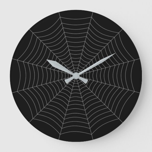 Zwart grijs spinweb Halloween patroon Grote Klok (Voorkant)
