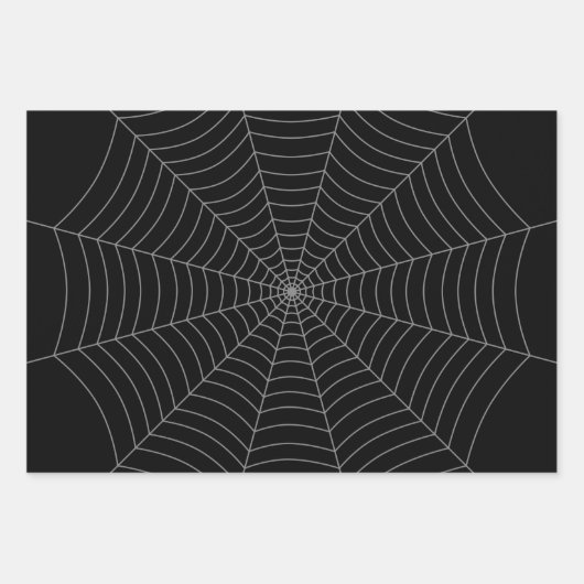 Zwart grijs spinweb Halloween patroon Inpakpapier Vel (Voorkant)